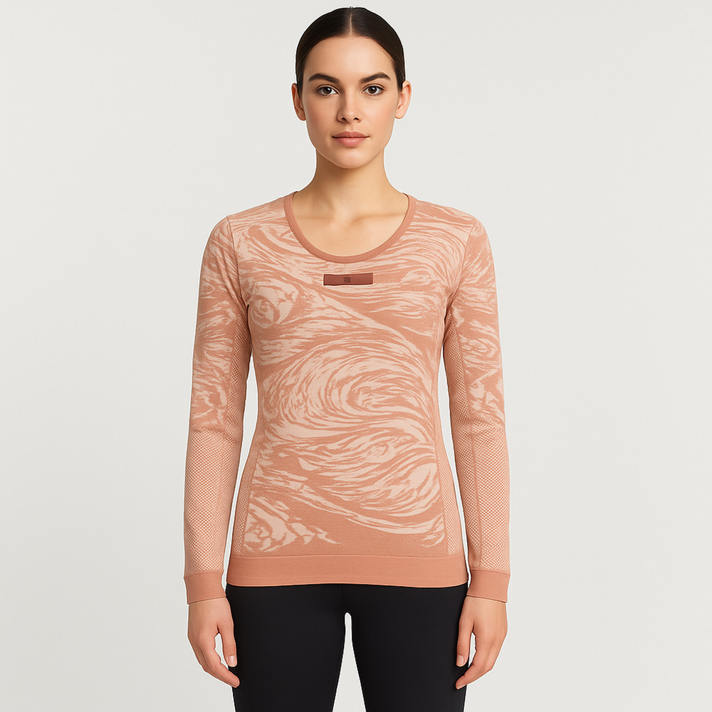 Adidas Stella McCartney Parley Seamless Yoga Top M Pink White Long Sleeve